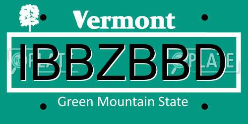 IBBZBBD Vermont License Plate