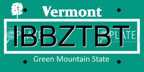 IBBZTBT Vermont License Plate