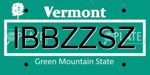 IBBZZSZ Vermont License Plate