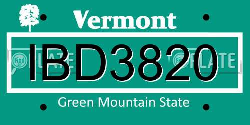 IBD3820 Vermont License Plate