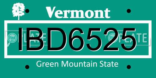 IBD6525 Vermont License Plate