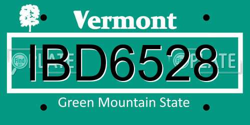 IBD6528 Vermont License Plate