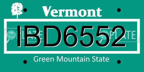 IBD6552 Vermont License Plate