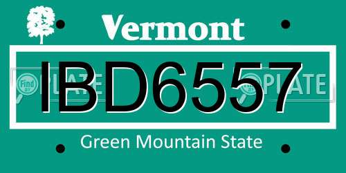 IBD6557 Vermont License Plate