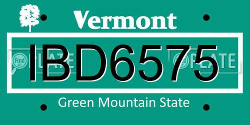 IBD6575 Vermont License Plate