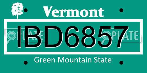IBD6857 Vermont License Plate