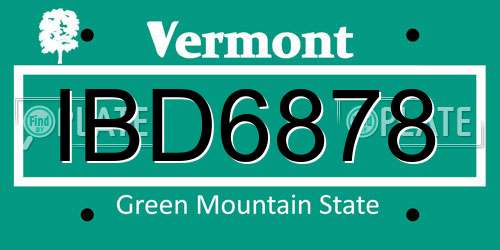 IBD6878 Vermont License Plate