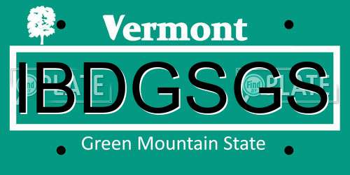 IBDGSGS Vermont License Plate