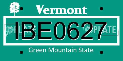IBE0627 Vermont License Plate