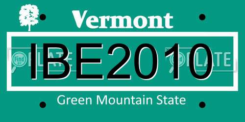 IBE2010 Vermont License Plate