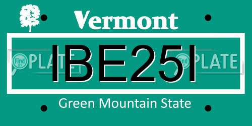IBE25I Vermont License Plate