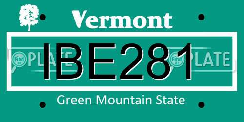 IBE281 Vermont License Plate