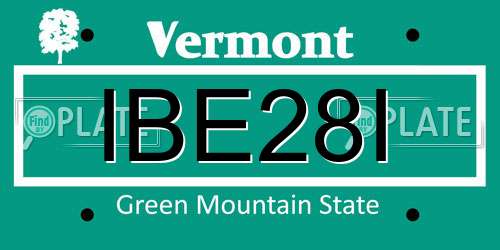 IBE28I Vermont License Plate