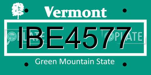 IBE4577 Vermont License Plate