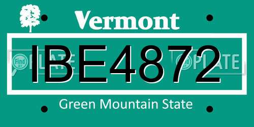 IBE4872 Vermont License Plate