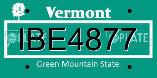 IBE4877 Vermont License Plate