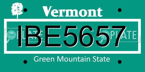 IBE5657 Vermont License Plate