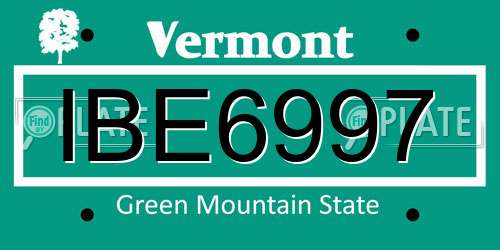 IBE6997 Vermont License Plate