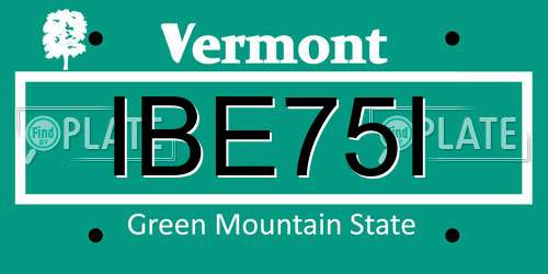 IBE75I Vermont License Plate