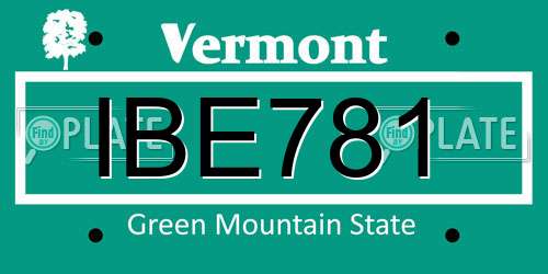 IBE781 Vermont License Plate