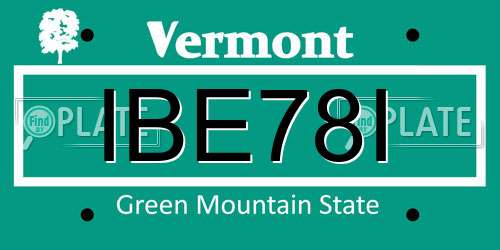 IBE78I Vermont License Plate