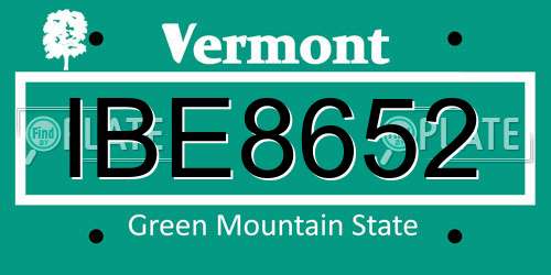 IBE8652 Vermont License Plate