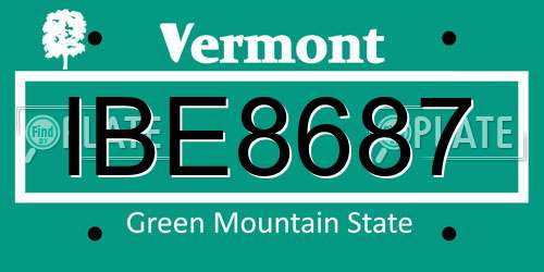 IBE8687 Vermont License Plate
