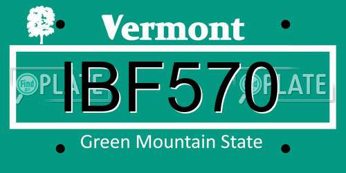 IBF570 Vermont License Plate