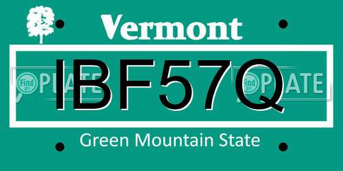 IBF57Q Vermont License Plate
