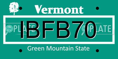 IBFB70 Vermont License Plate