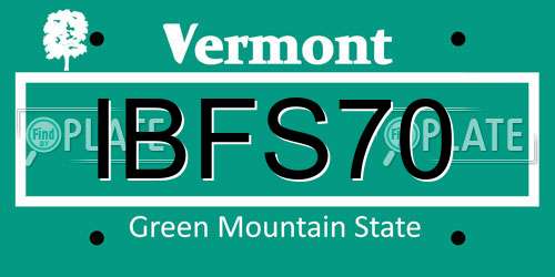 IBFS70 Vermont License Plate