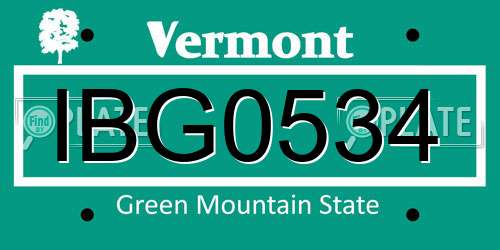 IBG0534 Vermont License Plate