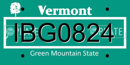 IBG0824 Vermont License Plate