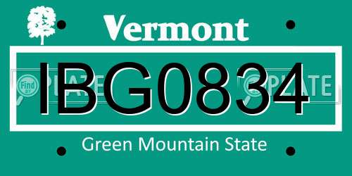 IBG0834 Vermont License Plate