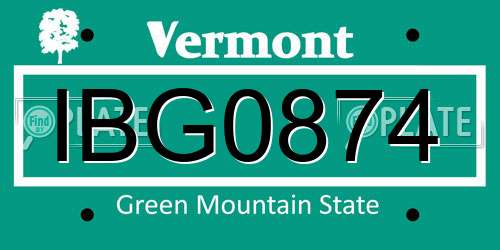 IBG0874 Vermont License Plate