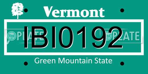 IBI0192 Vermont License Plate