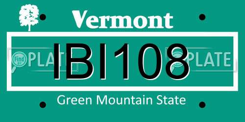 IBI108 Vermont License Plate