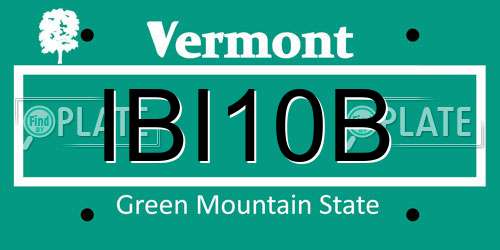 IBI10B Vermont License Plate
