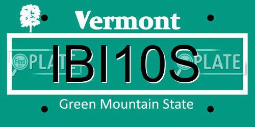 IBI10S Vermont License Plate