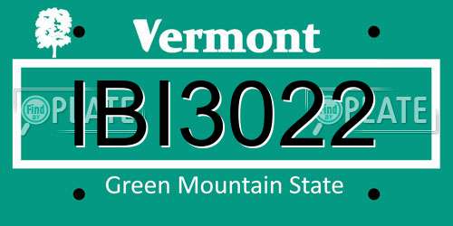 IBI3022 Vermont License Plate