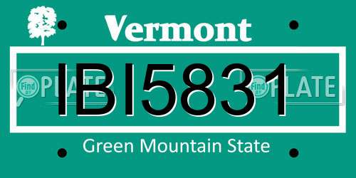 IBI5831 Vermont License Plate