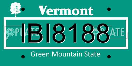 IBI8188 Vermont License Plate