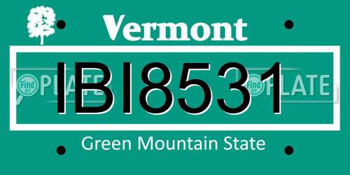 IBI8531 Vermont License Plate