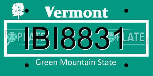 IBI8831 Vermont License Plate