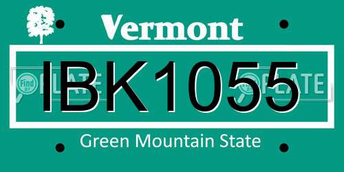 IBK1055 Vermont License Plate