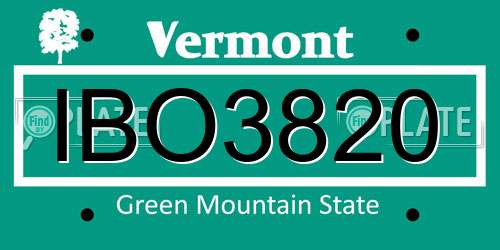IBO3820 Vermont License Plate