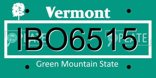 IBO6515 Vermont License Plate