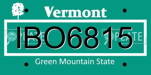IBO6815 Vermont License Plate