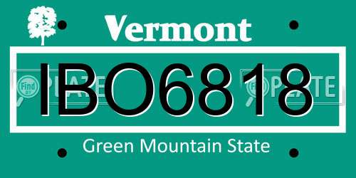 IBO6818 Vermont License Plate