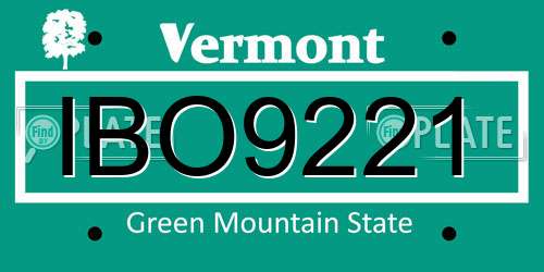 IBO9221 Vermont License Plate